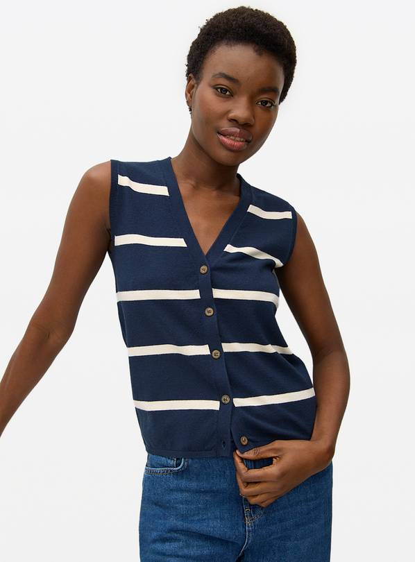 Navy Stripe Soft Touch Sleeveless Vest 20